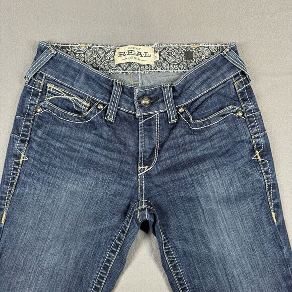 Ariat Real Denim Jeans Women 27S (28x33) Straight Leg AW2173A Low Rise Embroider - Picture 8 of 10